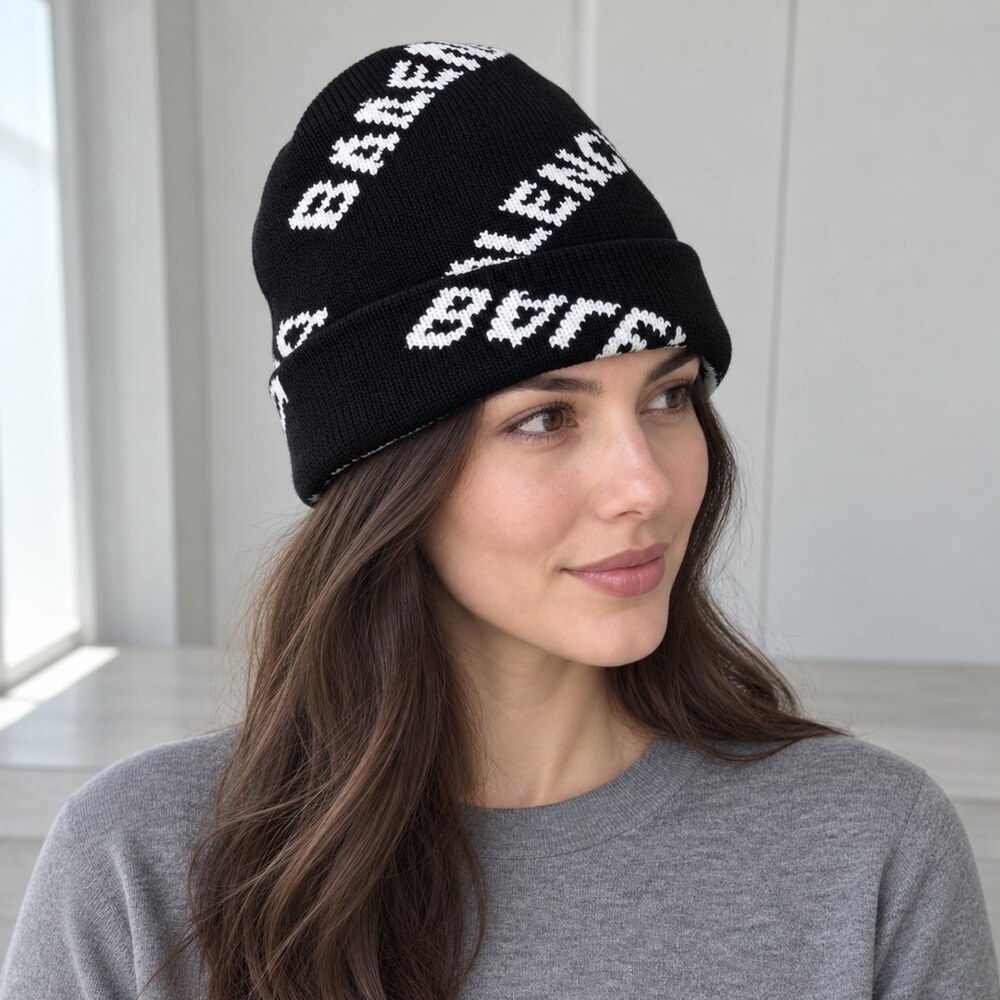 Balenciaga Black Logo Knit Beanie - Picture 3 of 6